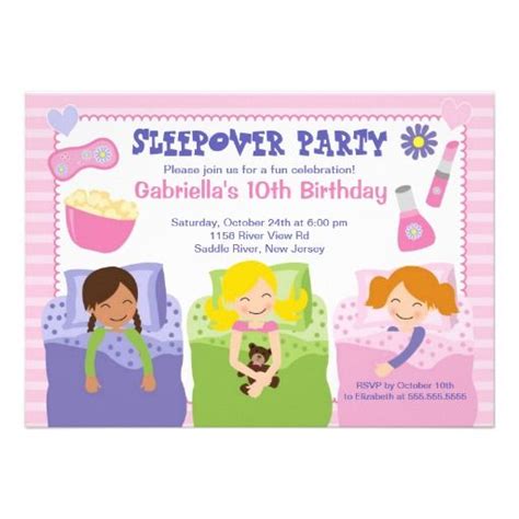 Slumber Party Invitations Girls Slumber Party Sleepover Birthday