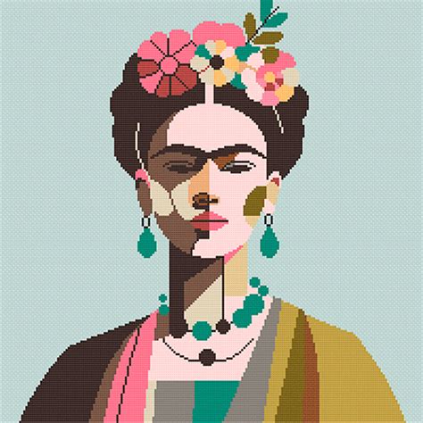 Punto Cruz Frida Kahlo De Estilo Abstracto Y Elegante