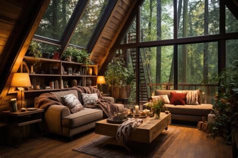 Premium AI Image | interior decoration cabin in the wood inspiration ideas