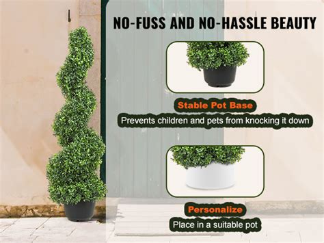 Vevor Artificial Topiaries Boxwood Trees Ft Tall Pieces Faux