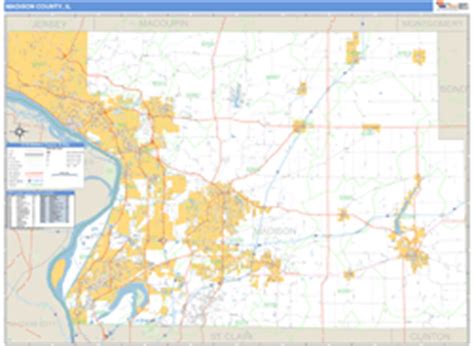 Madison County, IL Zip Code Wall Map Basic Style by MarketMAPS