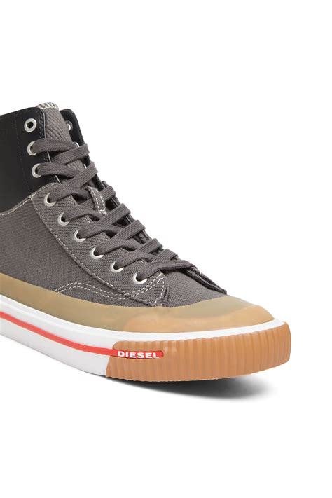 S Athos Mid Man High Top Sneakers In Canvas And Leather Diesel