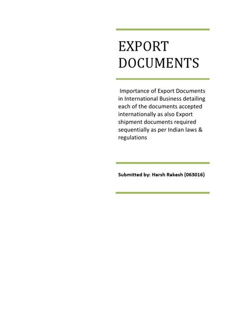 Export Documents Letter Of Credit Bill Of Lading