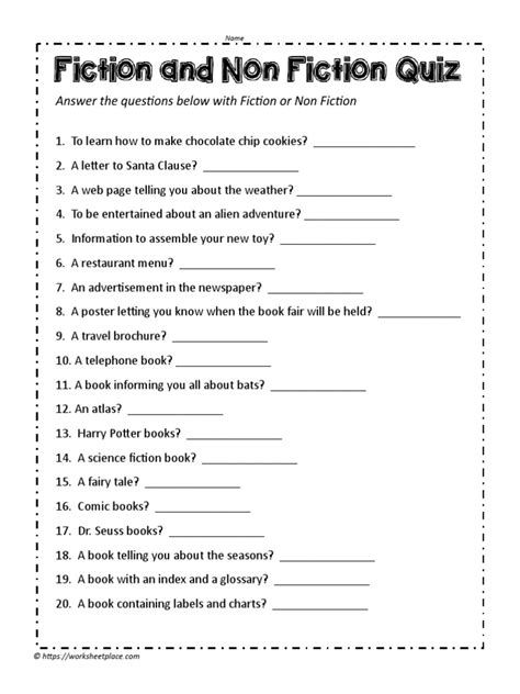 Free Printable Fiction Or Nonfiction Sort We Are Teachers Worksheets Library