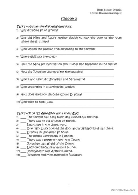 25 Dracula English Esl Worksheets Pdf And Doc