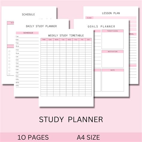 weekly study tracker study tracker pomodoro planner study etsy