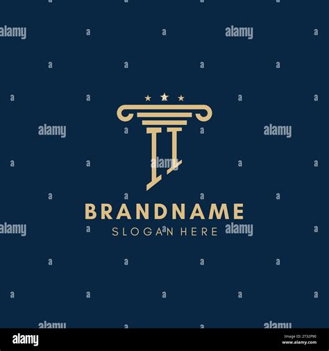 II Monogram Initial Logo With Pillar And Stars Legal Firm Design