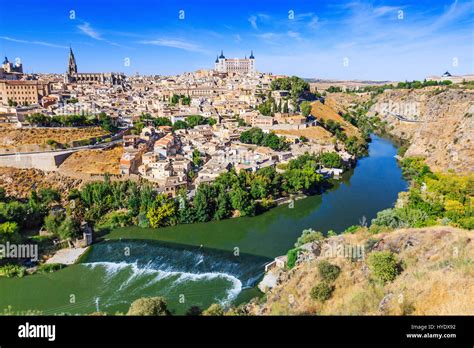 Toledo Skyline At Sunset With Cathedral Hi Res Stock Photography And