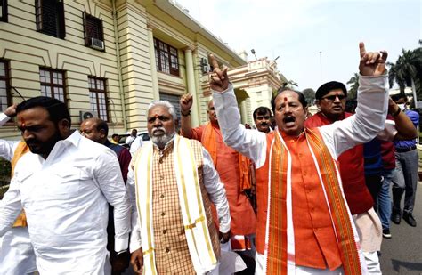 Patna Leader Of Opposition Vijay Kumar Sinha During A Protest