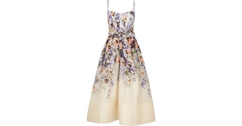 Zimmermann Tama Floral Print Linen Blend Midi Dress In Natural Lyst