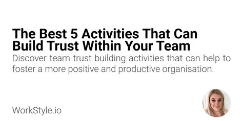 The Best 5 Activities That Can Build Trust Within Your Team - WorkStyle