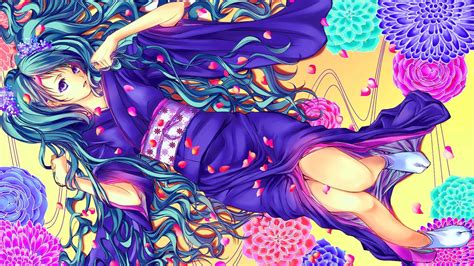 Wallpaper Ilustrasi Memalingkan Muka Rambut Panjang Gadis Anime