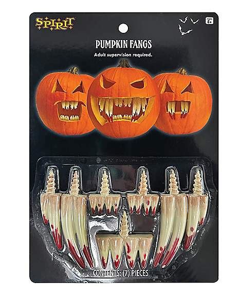 Bloody Pumpkin Fangs - 7 Pack - Spirithalloween.com