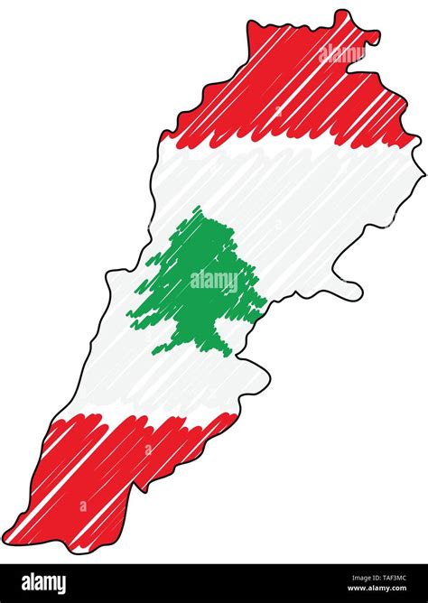 Carte Liban esquisse dessinée à la main Concept illustration