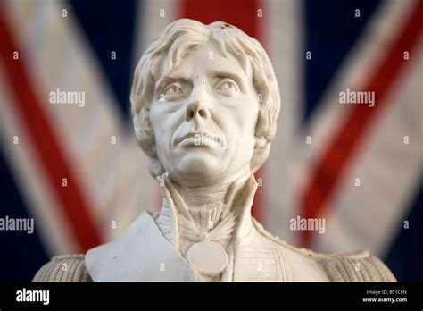 A Bust Of Lord Nelson Is Displayed On A Union Flag To Celebrate The