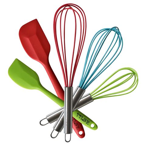 TTLIFE Stainless Steel silicone Wisk Kitchen Whisk, Cooking Utensils ...