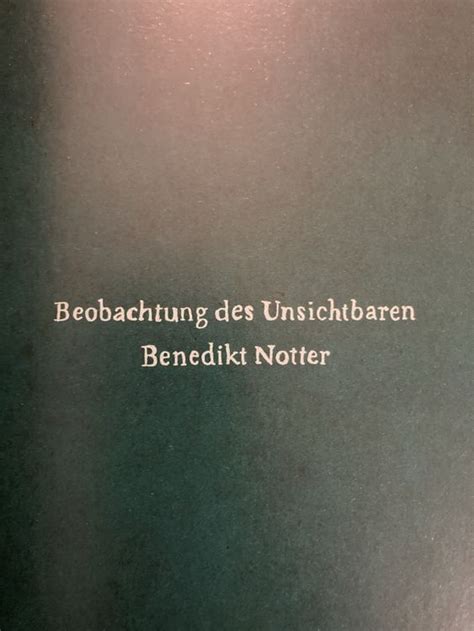 Benedikt Notter Beobachtung Des Unsichtbaren Kaufen Auf Ricardo