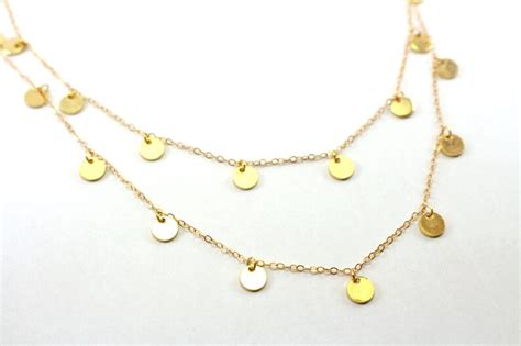 Gold Disc Necklace Multiple Gold Coin Necklace Gold Necklace Etsy