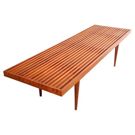 Mel Smilow Mid Century Slat Bench Coffee Table In Walnut C 1950s For Sale At 1stdibs