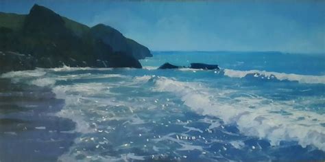 Jenny Aitken Looking South Bedruthan 60 X 30 Cm Acrylic Seascapes