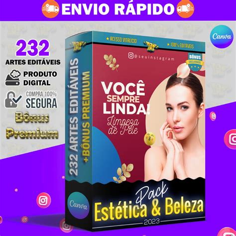 Pack Beleza E Estética 232 Artes 100 Editáveis Canva Bônus