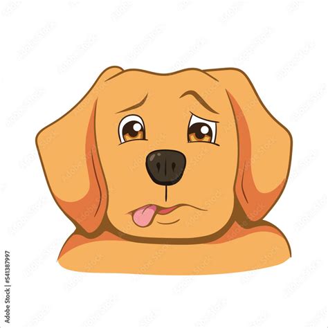 Sad, sick dog face expression vector animal cartoon illustration Stock ...