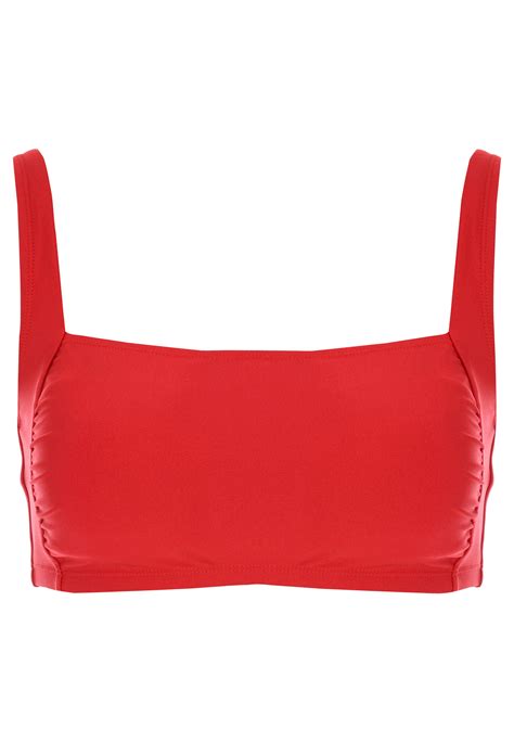 Womens Red Square Neck Bikini Top Peacocks