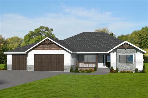 Ranch Style Home Plan with 3-Car Garage - 35181GH | Architectural ...