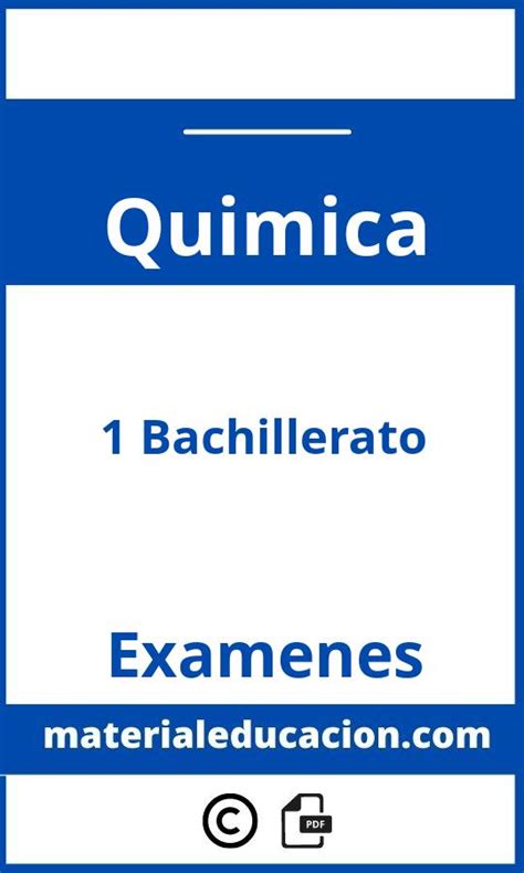 Examen Quimica 1 Bachillerato Pdf