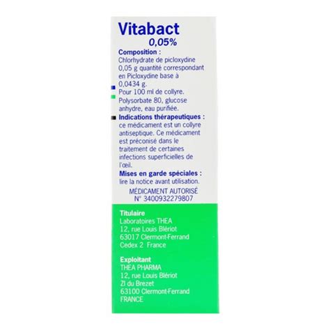 Vitabact Collyre Antiseptique Conjonctivite Goutte Yeux Rouges