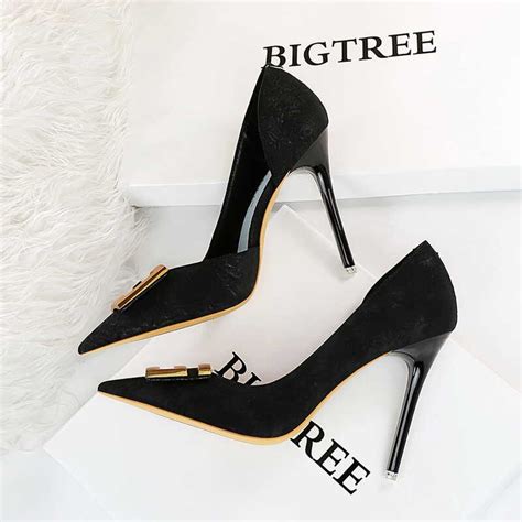 Bigtree Shoes Metal Kitten Heels Hollow High Heels Woman Pumps Sexy