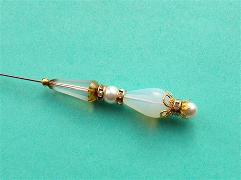 Limited Edition Opaline Glass Faux Pearl Bead And Gold Coloured Finding