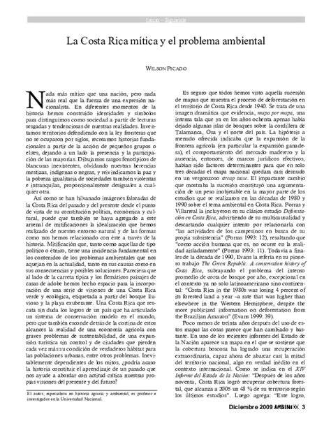 La Costa Rica mítica y el problema ambiental Revista Ambientico