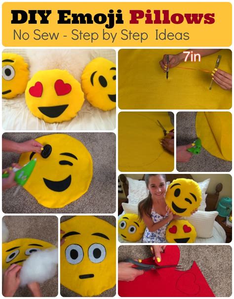 DIY Emoji Pillows 2 No Sew And Sew Glue Method With Pictures