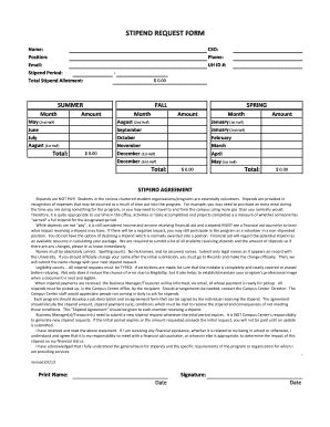 Fillable Online Hilo Hawaii Copy Of Stipend Request BFormb REVISED