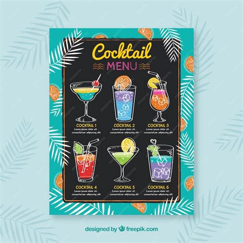 Free Vector Hand Drawn Cocktail Menu Template