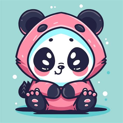 Um Panda De Desenho Animado Vestindo Uma Jaqueta Rosa Vetor Premium