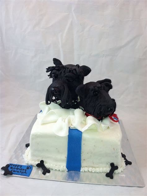 Schnauzer Birthday Gift Box Cake - CakeCentral.com