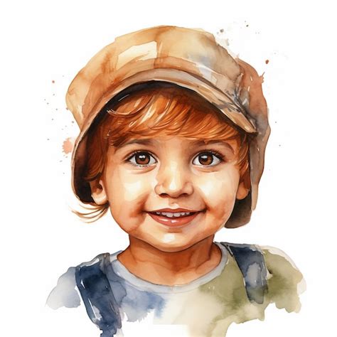 Premium Photo Make A Simple Watercolor Cartoon Of A Boy On White