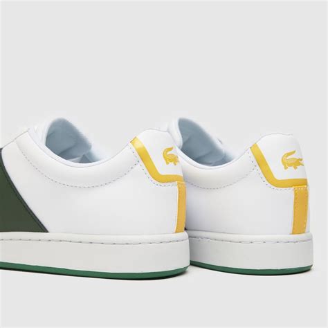 Mens White Green Lacoste Carnaby Evo Trainers Schuh