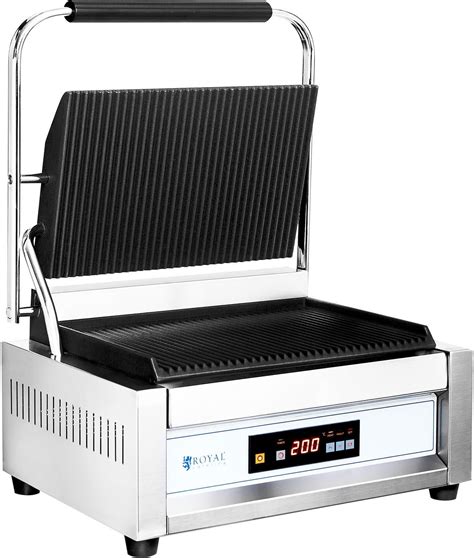 Royal Catering Grill kontaktowy 2200W duża płyta ryflowany RC C301