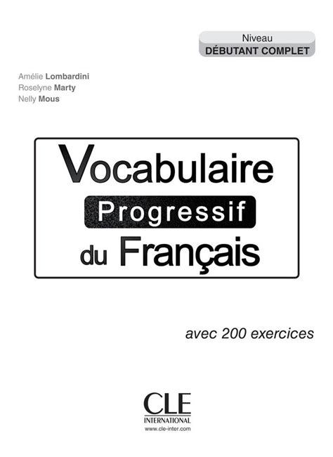 Extrait Vocabulaire Progressif Du Fran Ais E Dition Niveau