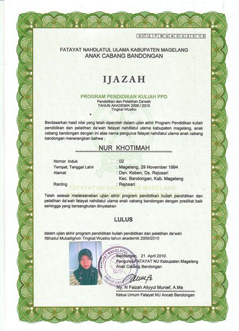 Contoh Format Ijazah Paud