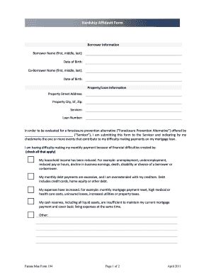 Fillable Online Hardship Form Fax Email Print Pdffiller