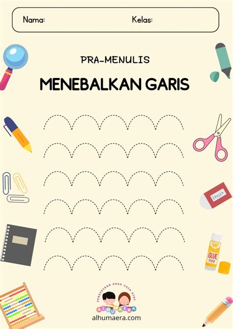 Lembar Kerja Menebalkan Garis Yang Dapat Dicetak