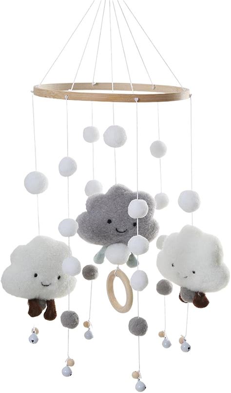 Cute Baby Crib Mobile Felt Cloud Baby Crib Hanging Rotating Toys Baby