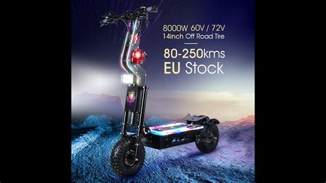 E2 Eu Stock Electric Scooter 14inch Off Road Tire 72v 8000w Dual Motor High Power Scooter For