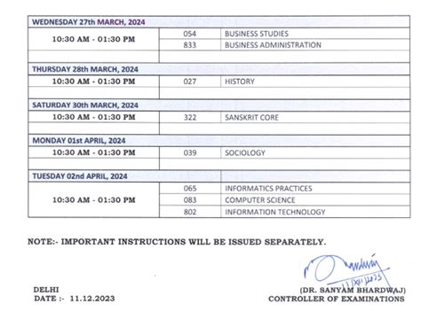 Cbse 10th 12th Board Datesheet 2024 Download Here Update