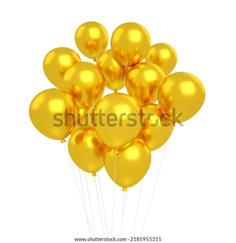 Golden Balloons Isolated Transparent Happy Birthday Stock Illustration ...