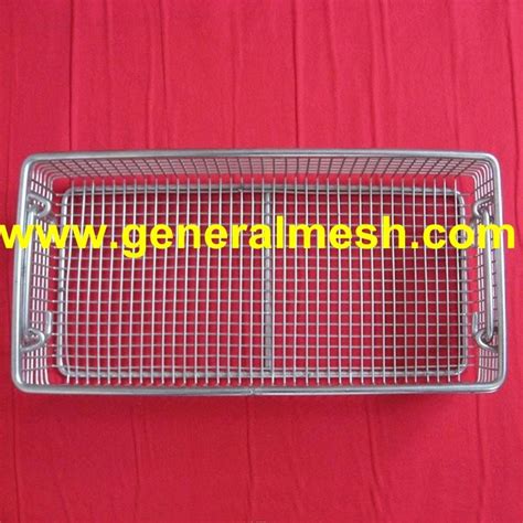 Wire Mesh Sterilization Baskets Drop Handles Sterilization Baskets And